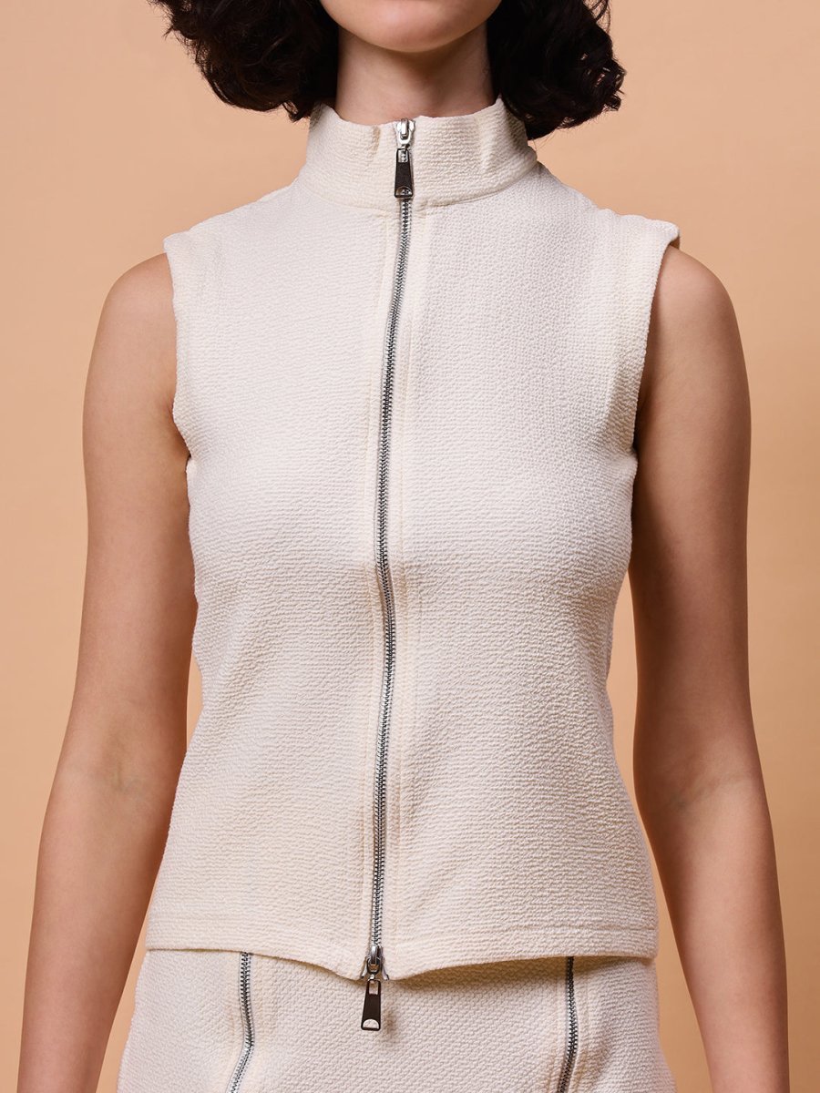 Gaiia Sleeveless Zipper Top And Skirt Set - GAIIA